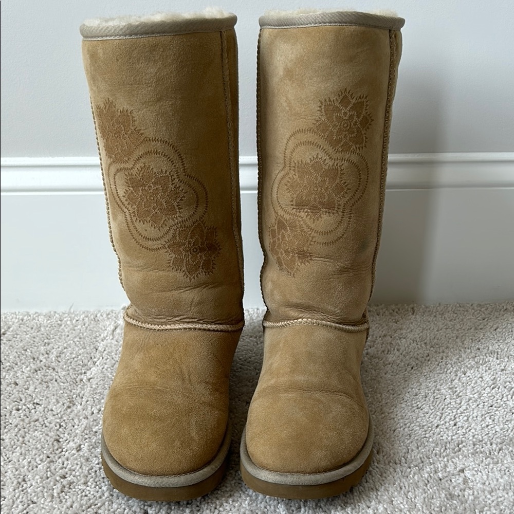 UGG Embroidered Tall Boots 8